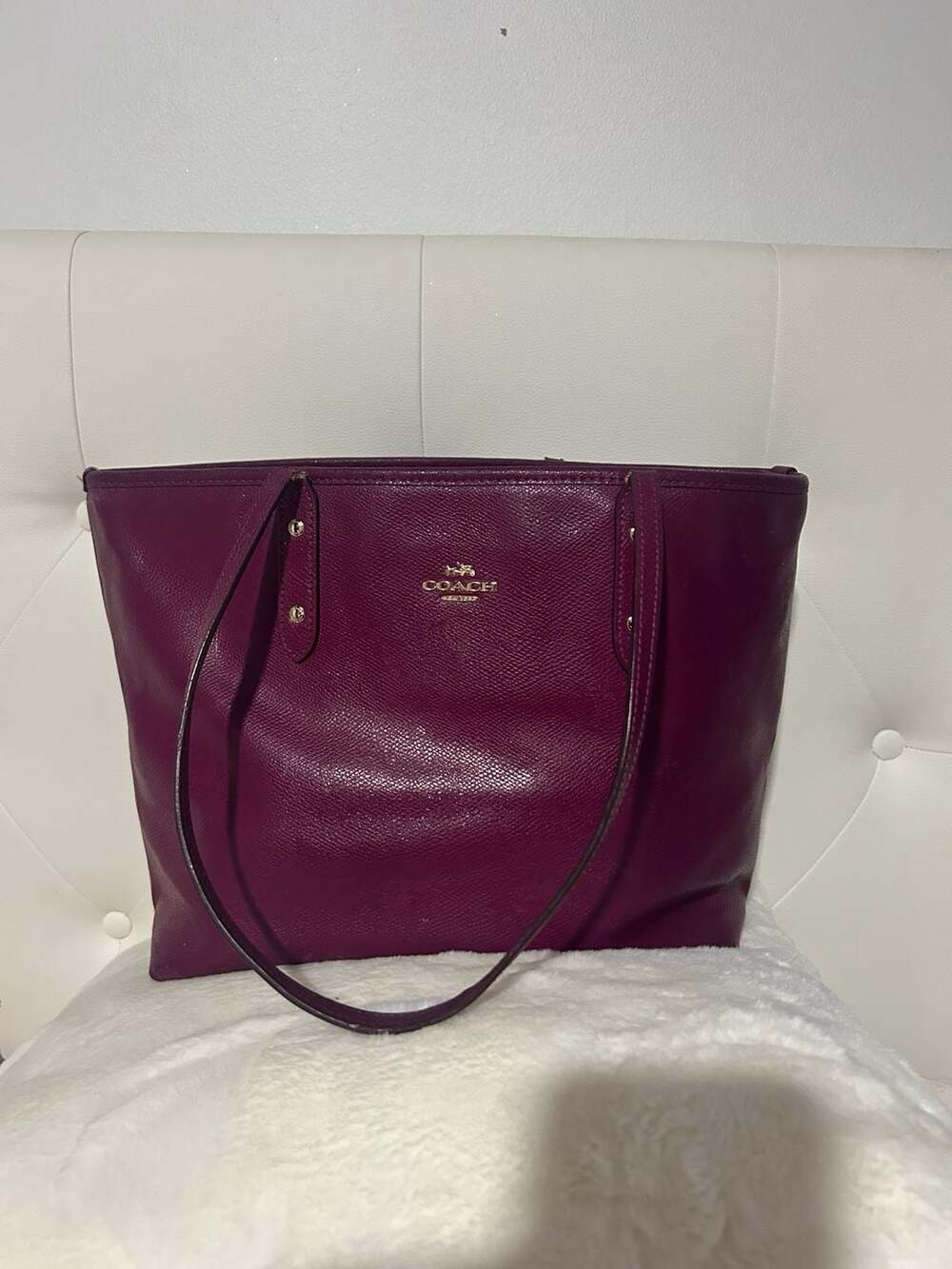 Coach City Zip Tote Fuchsia Crossgrain Leather